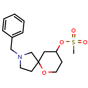 Chemical structure of 2-benzyl-6-oxa-2-azaspiro[4.5]decan-9-yl methanesulfonate , CAS 503551-93-7, AChemBlock Q57638