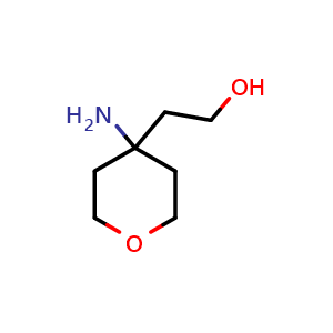 Chemical structure of 2-(4-aminotetrahydro-2H-pyran-4-yl)ethan-1-ol , CAS 1394042-05-7, AChemBlock Q57651