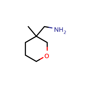 Chemical structure of (3-methyltetrahydro-2H-pyran-3-yl)methanamine , CAS 1158760-03-2, AChemBlock Q57661