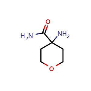 Chemical structure of 4-aminotetrahydro-2H-pyran-4-carboxamide , CAS 1183378-09-7, AChemBlock Q57666