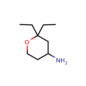 Chemical structure of 2,2-Diethyltetrahydro-2H-pyran-4-amine , CAS 1343895-89-5, AChemBlock Q57675