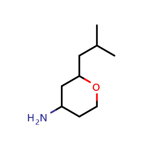 Chemical structure of 2-isobutyltetrahydro-2H-pyran-4-amine , CAS 1341729-33-6, AChemBlock Q57695