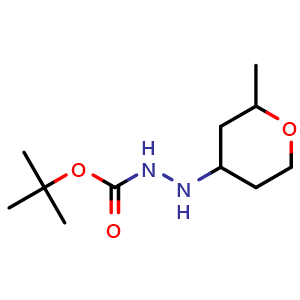 Chemical structure of tert-butyl 2-(2-methyltetrahydro-2H-pyran-4-yl)hydrazine-1-carboxylate , CAS 1443979-78-9, AChemBlock Q57707