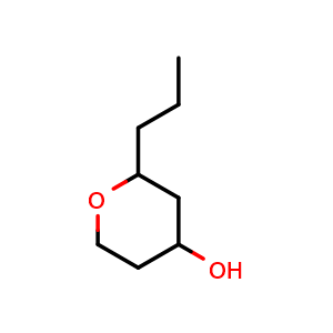 Chemical structure of 2-propyltetrahydro-2H-pyran-4-ol , CAS 23077-46-5, AChemBlock Q57709