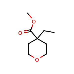 Chemical structure of methyl 4-ethyltetrahydro-2H-pyran-4-carboxylate , CAS 1443980-49-1, AChemBlock Q57710