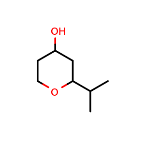 Chemical structure of 2-isopropyltetrahydro-2H-pyran-4-ol , CAS 23077-50-1, AChemBlock Q57711