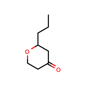 Chemical structure of 2-propyltetrahydro-4H-pyran-4-one , CAS 13519-42-1, AChemBlock Q57712