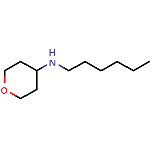 Chemical structure of N-hexyltetrahydro-2H-pyran-4-amine , CAS 1154884-06-6, AChemBlock Q57722