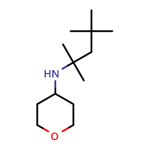 Chemical structure of N-(2,4,4-trimethylpentan-2-yl)tetrahydro-2H-pyran-4-amine , CAS 1158019-78-3, AChemBlock Q57727