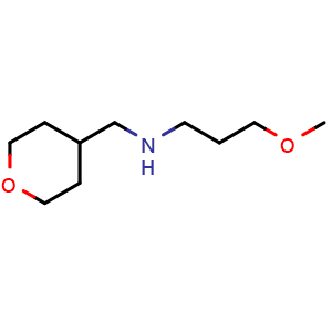 Chemical structure of 3-methoxy-N-((tetrahydro-2H-pyran-4-yl)methyl)propan-1-amine , CAS 1341838-44-5, AChemBlock Q57749