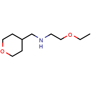Chemical structure of 2-ethoxy-N-((tetrahydro-2H-pyran-4-yl)methyl)ethan-1-amine , CAS 1250342-33-6, AChemBlock Q57754
