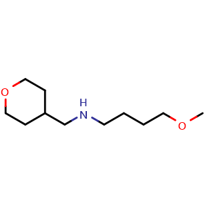 Chemical structure of 4-methoxy-N-((tetrahydro-2H-pyran-4-yl)methyl)butan-1-amine , CAS 1247151-61-6, AChemBlock Q57756