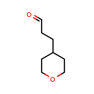 Chemical structure of 3-(tetrahydro-2H-pyran-4-yl)propanal , CAS 952685-59-5, AChemBlock Q57776
