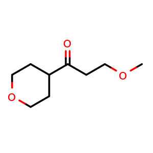 Chemical structure of 3-methoxy-1-(tetrahydro-2H-pyran-4-yl)propan-1-one , CAS 1343289-50-8, AChemBlock Q57790