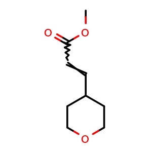 Chemical structure of methyl 3-(tetrahydro-2H-pyran-4-yl)acrylate , CAS 1334681-29-6, AChemBlock Q57795