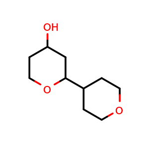 Chemical structure of octahydro-2H,2'H-[2,4'-bipyran]-4-ol , CAS 1343033-65-7, AChemBlock Q57798