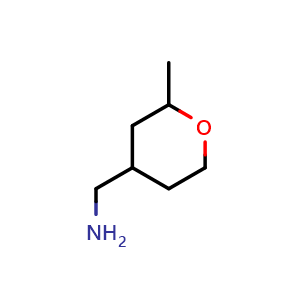 Chemical structure of (2-methyltetrahydro-2H-pyran-4-yl)methanamine , CAS 1342159-11-8, AChemBlock Q57803
