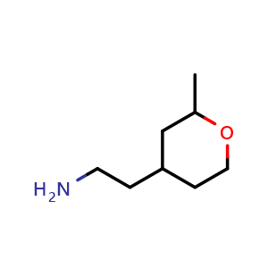 Chemical structure of 2-(2-methyltetrahydro-2H-pyran-4-yl)ethan-1-amine , CAS 1343285-63-1, AChemBlock Q57809