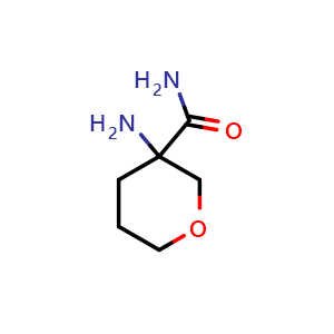 Chemical structure of 3-aminotetrahydro-2H-pyran-3-carboxamide , CAS 1343702-40-8, AChemBlock Q57811
