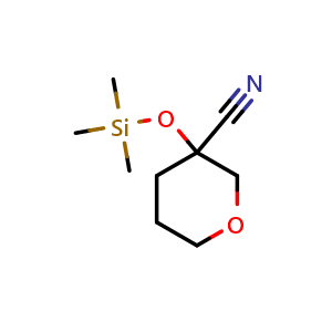 Chemical structure of 3-((trimethylsilyl)oxy)tetrahydro-2H-pyran-3-carbonitrile , CAS 1341770-65-7, AChemBlock Q57813