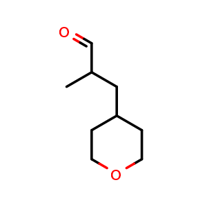 Chemical structure of 2-methyl-3-(tetrahydro-2H-pyran-4-yl)propanal , CAS 1339031-38-7, AChemBlock Q57822