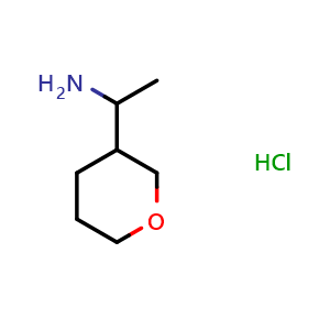 Chemical structure of 1-(tetrahydro-2H-pyran-3-yl)ethan-1-amine hydrochloride , CAS 1443981-91-6, AChemBlock Q57834