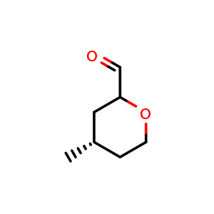 Chemical structure of (4S)-4-Methyltetrahydro-2H-pyran-2-carbaldehyde , CAS 1604755-70-5, AChemBlock Q57858