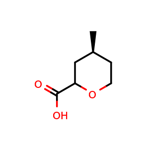Chemical structure of (4S)-4-methyltetrahydro-2H-pyran-2-carboxylic acid , CAS 1604761-07-0, AChemBlock Q57859