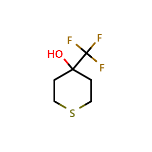 Chemical structure of 4-(trifluoromethyl)tetrahydro-2H-thiopyran-4-ol , CAS 1247519-72-7, AChemBlock Q57879