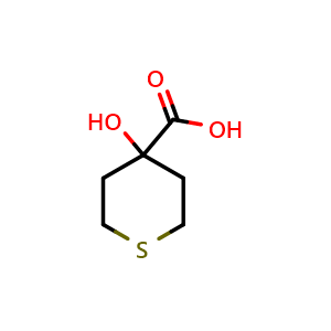 Chemical structure of 4-hydroxytetrahydro-2H-thiopyran-4-carboxylic acid , CAS 50289-21-9, AChemBlock Q57893