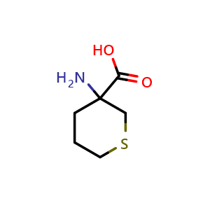 Chemical structure of 3-aminotetrahydro-2H-thiopyran-3-carboxylic acid , CAS 39124-24-8, AChemBlock Q57897