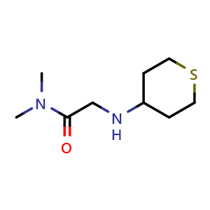 Chemical structure of N,N-dimethyl-2-((tetrahydro-2H-thiopyran-4-yl)amino)acetamide , CAS 1153145-52-8, AChemBlock Q57910