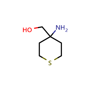 Chemical structure of (4-aminotetrahydro-2H-thiopyran-4-yl)methanol , CAS 898796-23-1, AChemBlock Q57923