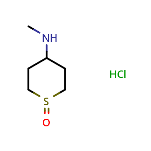 Chemical structure of 4-(methylamino)tetrahydro-2H-thiopyran 1-oxide hydrochloride , CAS 1354951-30-6, AChemBlock Q57926