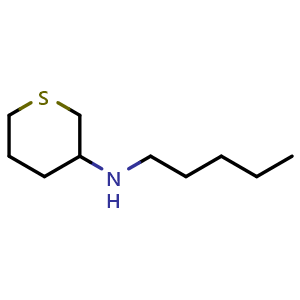 Chemical structure of N-pentyltetrahydro-2H-thiopyran-3-amine , CAS 1341390-70-2, AChemBlock Q57934