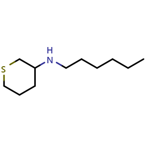 Chemical structure of N-hexyltetrahydro-2H-thiopyran-3-amine , CAS 1343120-01-3, AChemBlock Q57946