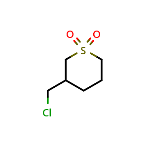 Chemical structure of 3-(chloromethyl)tetrahydro-2H-thiopyran 1,1-dioxide , CAS 1481109-28-7, AChemBlock Q57975