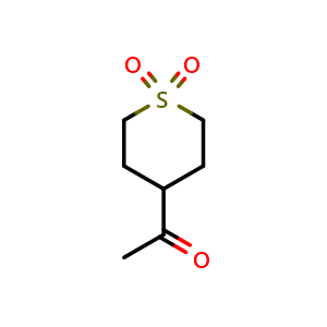 Chemical structure of 1-(1,1-dioxidotetrahydro-2H-thiopyran-4-yl)ethan-1-one , CAS 473254-30-7, AChemBlock Q57979