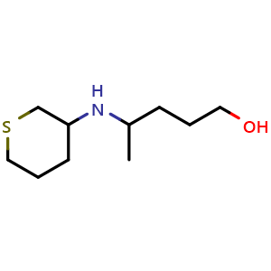 Chemical structure of 4-((tetrahydro-2H-thiopyran-3-yl)amino)pentan-1-ol , CAS 1513480-10-8, AChemBlock Q57982