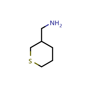 Chemical structure of (tetrahydro-2H-thiopyran-3-yl)methanamine , CAS 1369145-95-8, AChemBlock Q57994