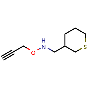 Chemical structure of O-(prop-2-yn-1-yl)-N-((tetrahydro-2H-thiopyran-3-yl)methyl)hydroxylamine , CAS 1862970-92-0, AChemBlock Q58003