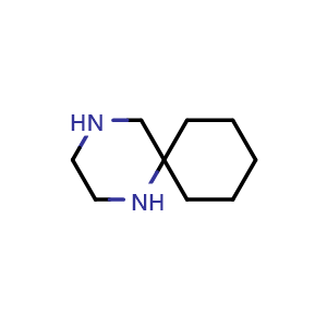 Chemical structure of 1,4-diazaspiro[5.5]undecane , CAS 180-76-7, AChemBlock Q58044
