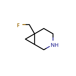 Chemical structure of 6-(fluoromethyl)-3-azabicyclo[4.1.0]heptane , CAS 1258639-99-4, AChemBlock Q58071