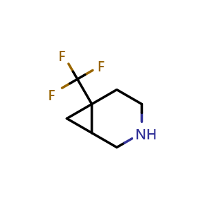Chemical structure of 6-(trifluoromethyl)-3-azabicyclo[4.1.0]heptane , CAS 1258650-74-6, AChemBlock Q58073
