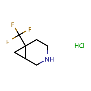 Chemical structure of 6-(trifluoromethyl)-3-azabicyclo[4.1.0]heptane hydrochloride , CAS 2306274-48-4, AChemBlock Q58074