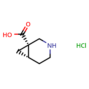 Chemical structure of (1S,6S)-3-azabicyclo[4.1.0]heptane-1-carboxylic acid hydrochloride , CAS 1485394-89-5, AChemBlock Q58093