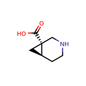 Chemical structure of (1S,6R)-3-azabicyclo[4.1.0]heptane-1-carboxylic acid , CAS 1485826-61-6, AChemBlock Q58094