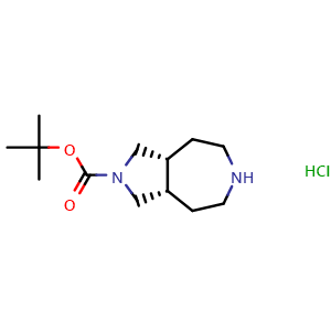 Chemical structure of tert-butyl (3aR,8aS)-octahydropyrrolo[3,4-d]azepine-2(1H)-carboxylate hydrochloride , CAS 1588507-46-3, AChemBlock Q58124