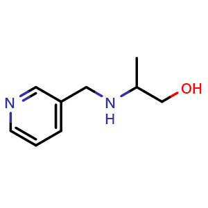 Chemical structure of 2-((pyridin-3-ylmethyl)amino)propan-1-ol , CAS 1153893-13-0, AChemBlock Q58150