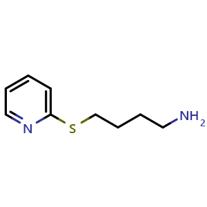 Chemical structure of 4-(pyridin-2-ylthio)butan-1-amine , CAS 642092-81-7, AChemBlock Q58152